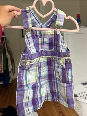 Plaid Purple Kids Overall Dress